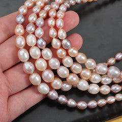 4-5-6-7-8.5mm 100% Real Freshwater Baroque Rice Shape Pearl Candy Color for Jewelry Making High Luster