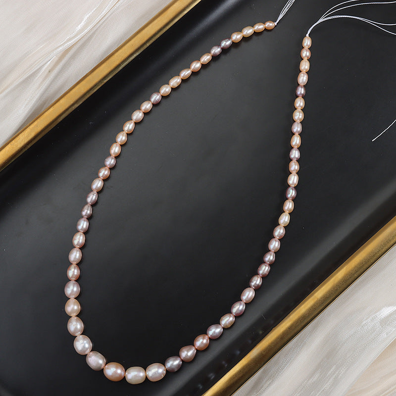 4-5-6-7-8.5mm 100% Real Freshwater Baroque Rice Shape Pearl Candy Color for Jewelry Making High Luster