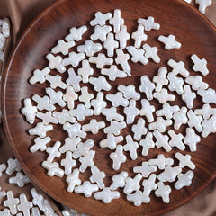 15-16mm White High Luster Natural Freshwater Baroque Cross Pearls Loose Beads (5 Pcs) for DIY Jewelry Making