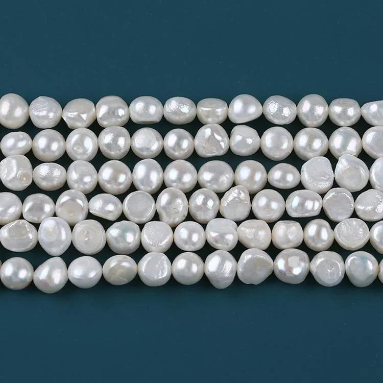 8-9mm White Natural Freshwater Baroque Pearl Beads Strand (14") for Jewelry Making Secondary image