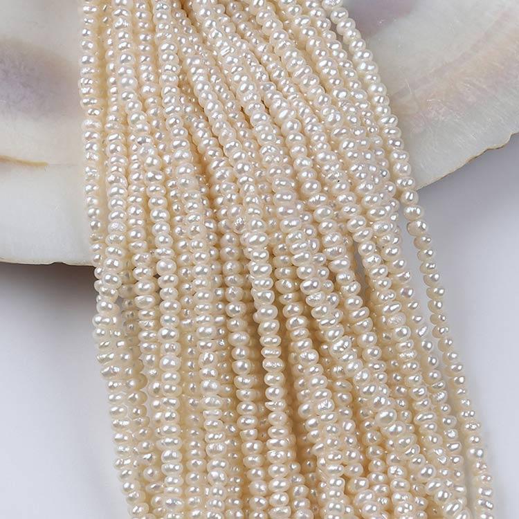 3mm White High Luster Natural Freshwater Baroque Pearl Beads Strand (7") for DIY Jewelry Making Secondary image