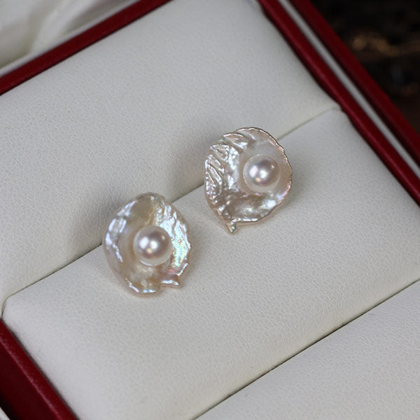 Natural Freshwater Pearl Earring Petal Pearl Earrings S925 Main image