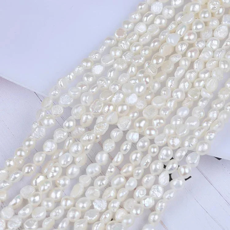4-5mm White Natural Freshwater Baroque Pearl Beads Strand (14") for Jewelry Making Secondary image