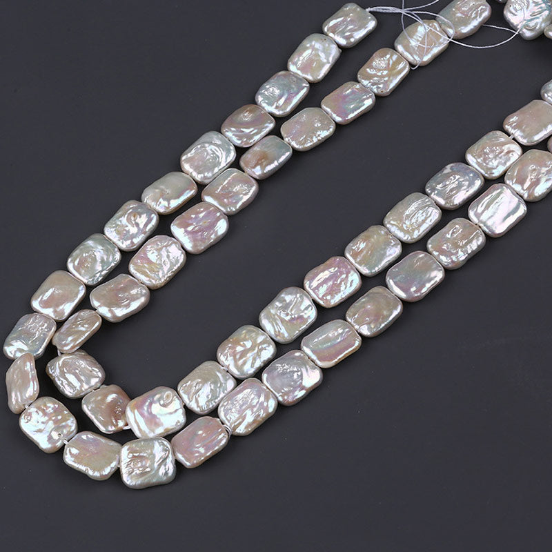 13-15mm White High Luster Natural Freshwater Baroque Square Pearl Beads Strand (14") for DIY Jewelry Making Secondary image