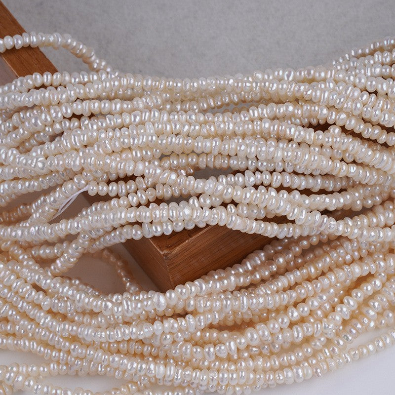 3mm White High Luster Natural Freshwater Baroque Pearl Beads Strand (7") for DIY Jewelry Making