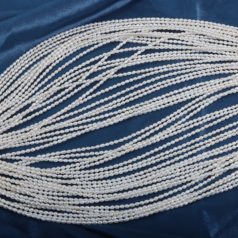 2.5mm White High Luster Natural Freshwater Baroque Rice Pearl Beads Strand (15") for DIY Jewelry Making Secondary image