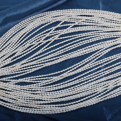 2.5mm White High Luster Natural Freshwater Baroque Rice Pearl Beads Strand (15") for DIY Jewelry Making