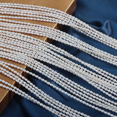 3-4mm White High Luster Natural Freshwater Baroque Rice Pearl Beads Strand (13.5") for DIY Jewelry Making