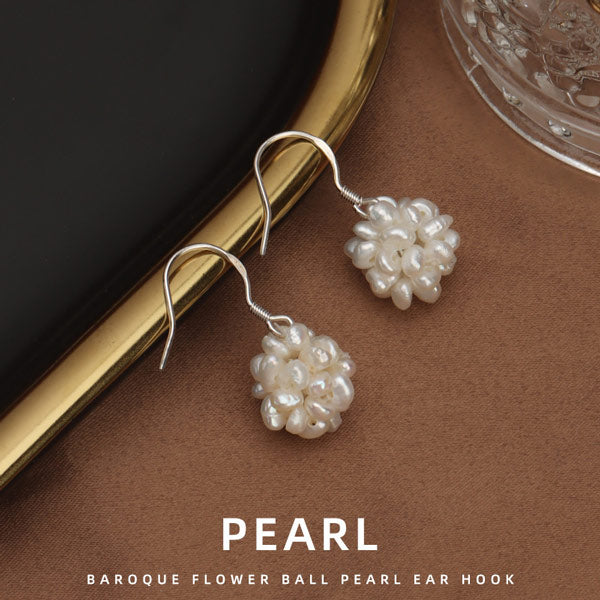 Natural Freshwater Pearl Earrings Baroque Flower Ball Pearl Earrings S925 Main image
