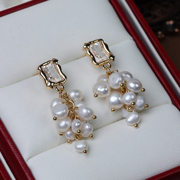 Natural Freshwater Pearl Earrings Baroque Pearl Earrings S925 Main image