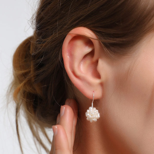 Natural Freshwater Pearl Earrings Baroque Flower Ball Pearl Earrings S925 Secondary image