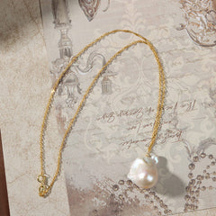 Natural Freshwater Pearl Necklace Baroque Pearl Pendant S925 for Women