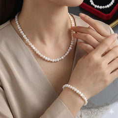Natural Freshwater Baroque Pearl Necklace Bacelet Set 4mm