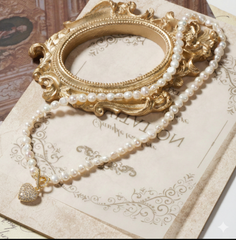 Unique Baroque Pearl Heart Toggle Necklace, 18K Gold Plated, High Luster Freshwater Pearls, Chic Statement Jewelry for Women