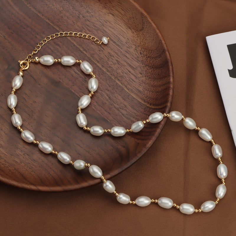 High Luster Freshwater Pearls Necklace Teardrop-Shaped Pearl 6-7mm Main image