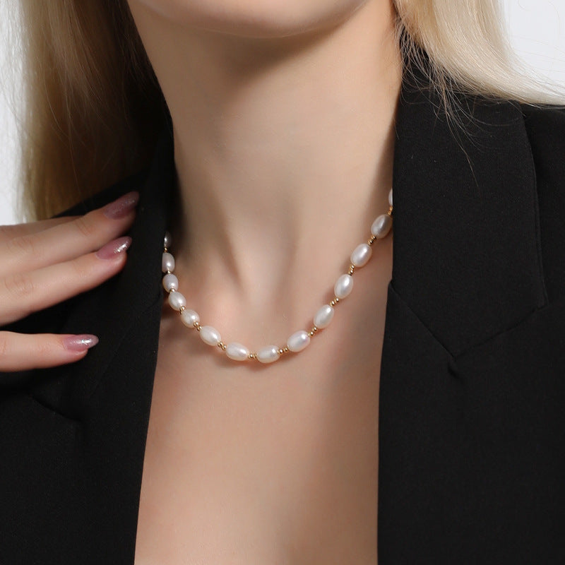 High Luster Freshwater Pearls Necklace Teardrop-Shaped Pearl 6-7mm