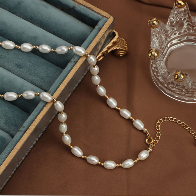 High Luster Freshwater Pearls Necklace Teardrop-Shaped Pearl 6-7mm Secondary image