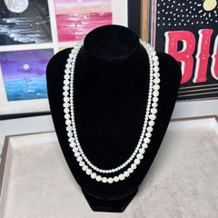 White High Luster Natural Freshwater Pearl Double-Layered Choker Necklace