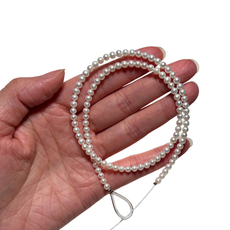 3mm White High Luster Natural Freshwater Near Round Pearls Beads Strand (15") for DIY Jewelry Making