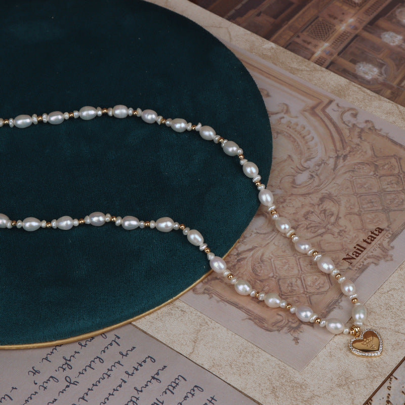 Natural Freshwater Pearl Heart Pendant Necklace Pearl 5-6 mm Secondary image
