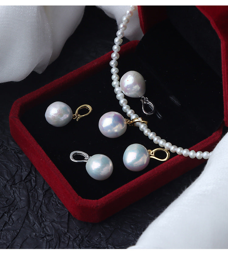 12-13mm White High Luster Edison Pearl Pendant with S925 Silver Enhancer Clasp (1 Pc) for DIY Jewelry Making Main image