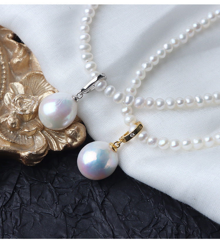 12-13mm White High Luster Edison Pearl Pendant with S925 Silver Enhancer Clasp (1 Pc) for DIY Jewelry Making Secondary image