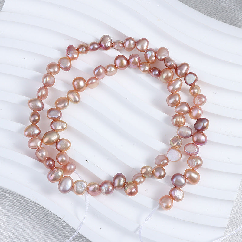6-7mm Candy Color High Luster Natural Freshwater Baroque Pearls, Top-Drilled Beads Strand (13.7") for DIY Jewelry Making