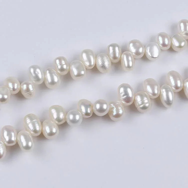 5mm White High Luster Natural Freshwater Rice Pearls, Top-Drilled Beads Strand (14") for DIY Jewelry Making Secondary image