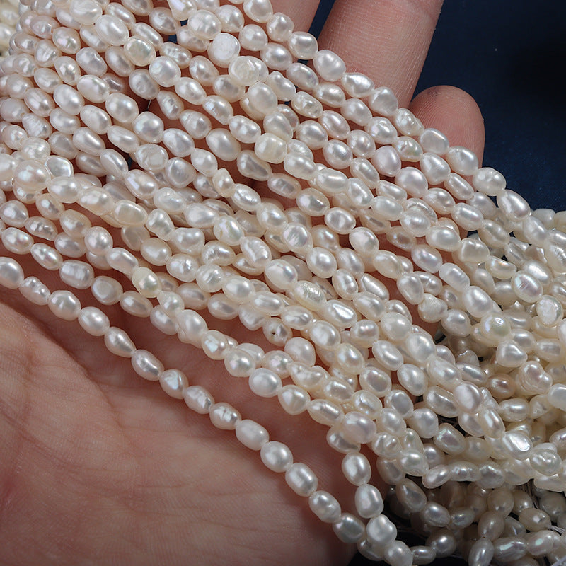 3-4mm High Luster Candy Color Natural Freshwater Baroque Pearl Beads Strand (13.7") for Jewelry Making